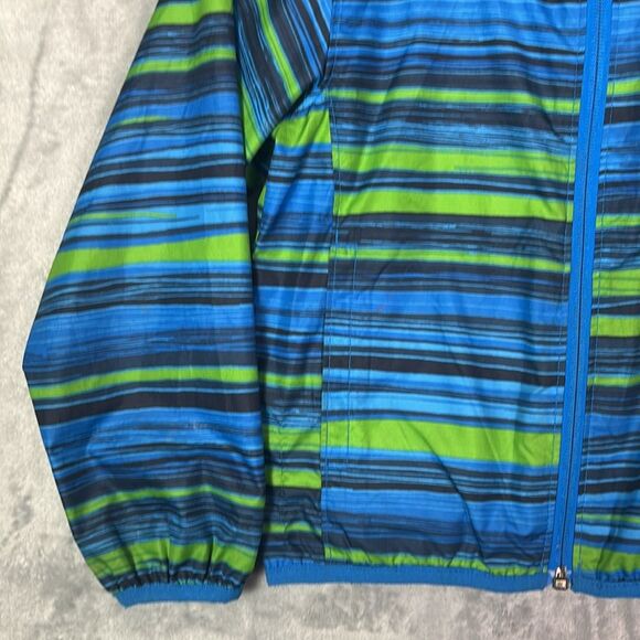 Columbia Green Blue Striped Hooded Lightweight Jacket With Pocket Size XXS (4/5) - Picture 4 of 8